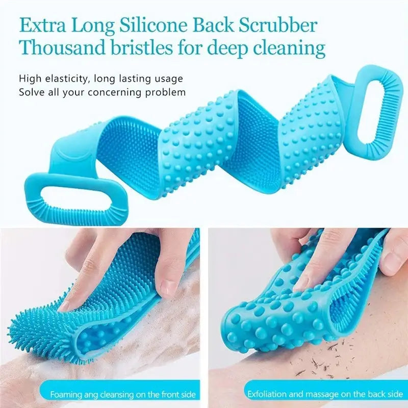 1pc Silicone Body Scrubber Bath Brush Belt