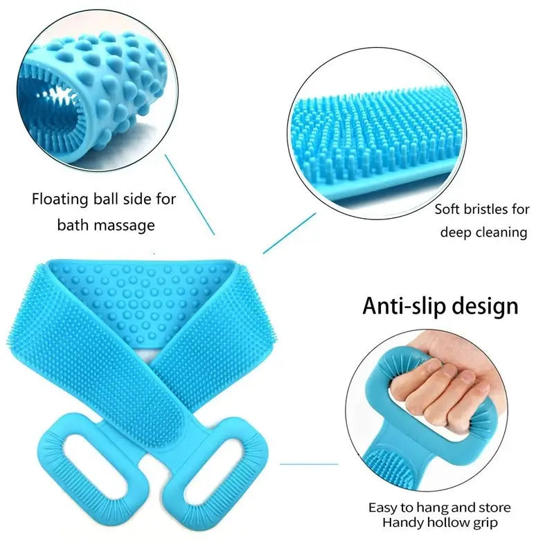 1pc Silicone Body Scrubber Bath Brush Belt